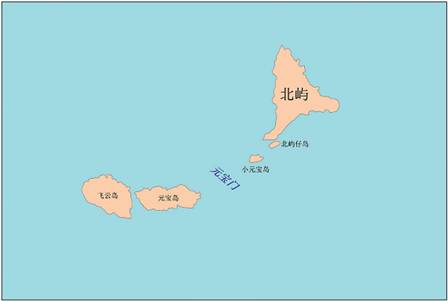 北屿及其周边地理实体位置示意图