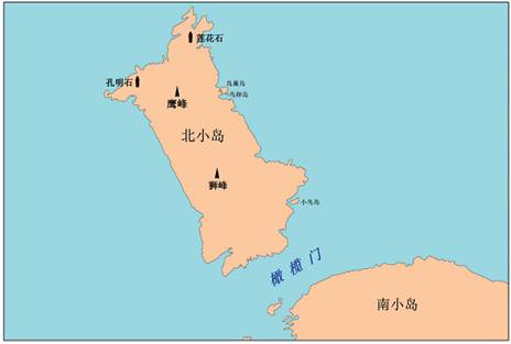 Map of Beixiao Dao and its surrounding geographic entities