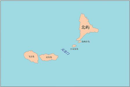 北嶼及びその周辺の地理的実体の位置見取図