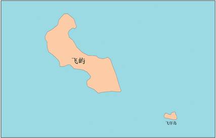 Карта-схема географических объектов острова Фэйюй и прилегающей к нему акватории